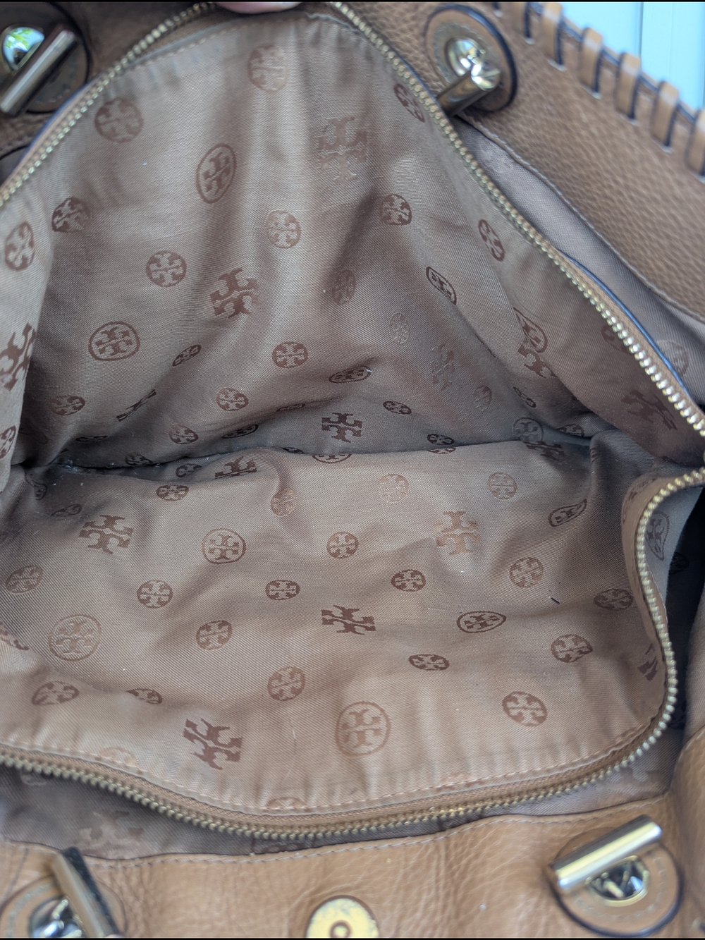 Tory Burch Brown Leather Whipstitch Tote - Picture 14 of 14